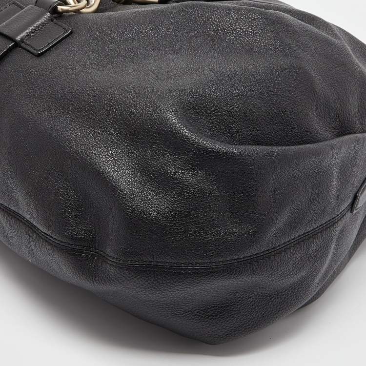 Pre Owned Givenchy Black Leather Zip Detail Hobo