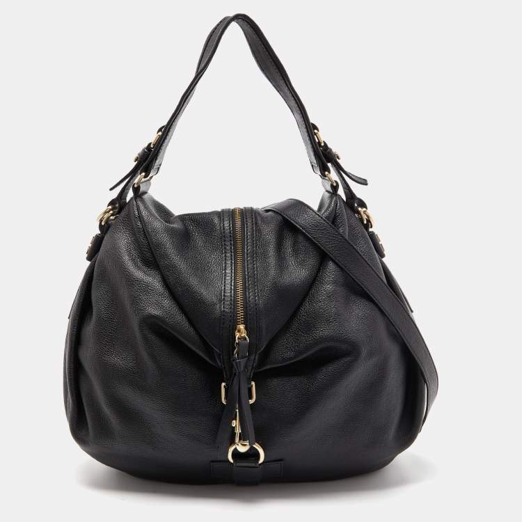 Pre Owned Givenchy Black Leather Zip Detail Hobo