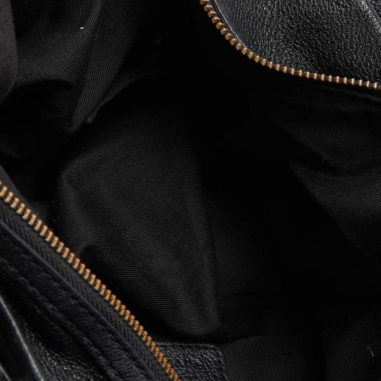 Pre Owned Givenchy Black Leather Zip Detail Hobo