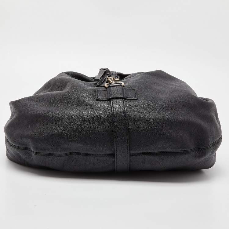 Pre Owned Givenchy Black Leather Zip Detail Hobo