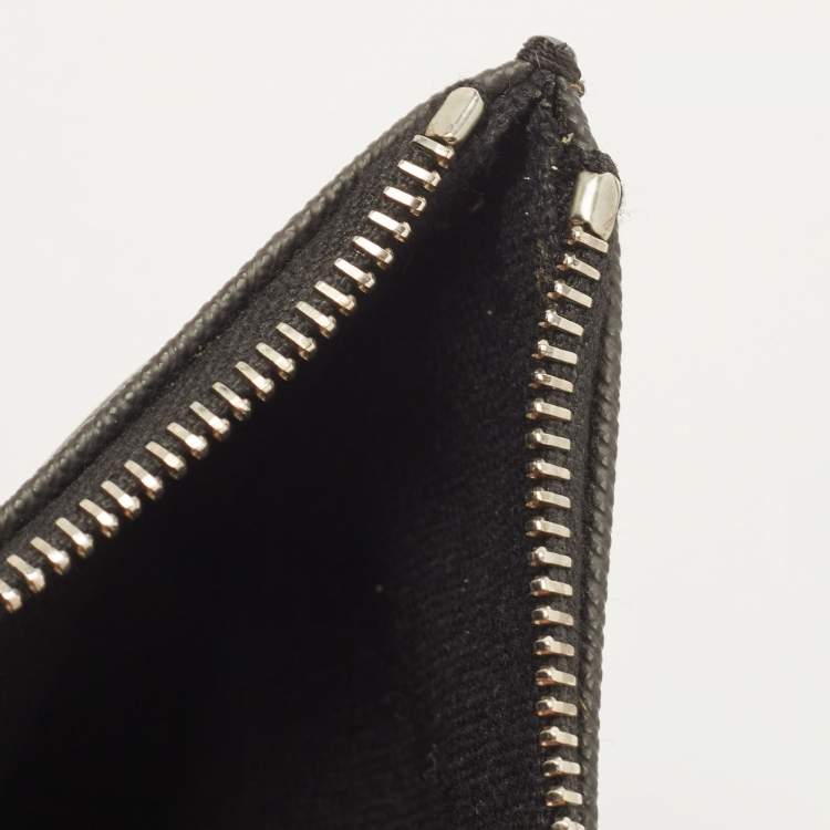 Pre Owned Givenchy Black Leather Graphic Print Zip Pouch