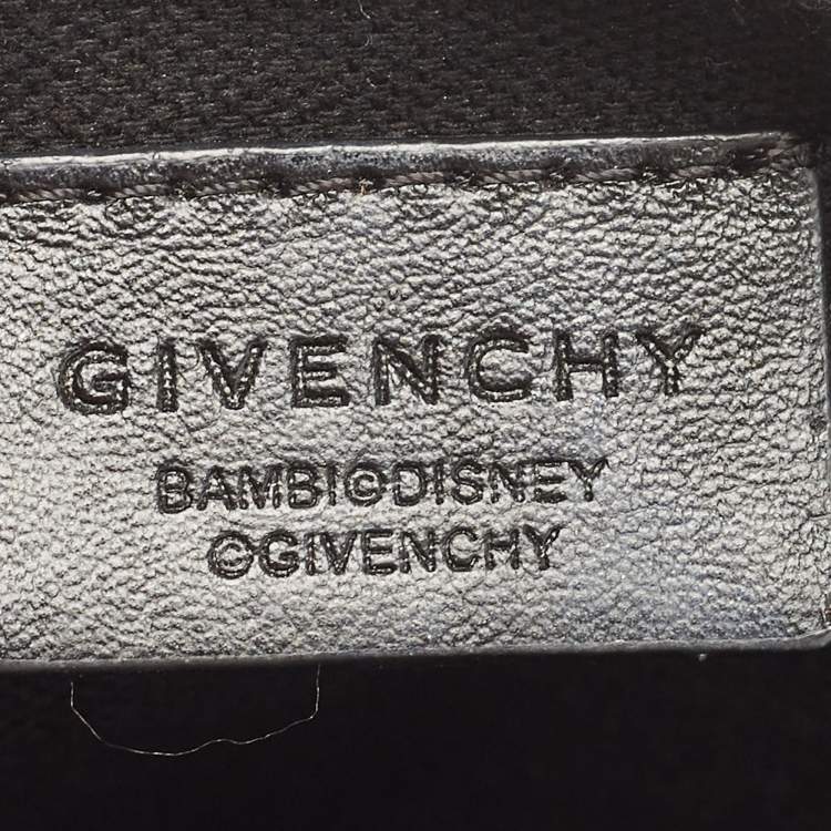Pre Owned Givenchy Black Leather Graphic Print Zip Pouch