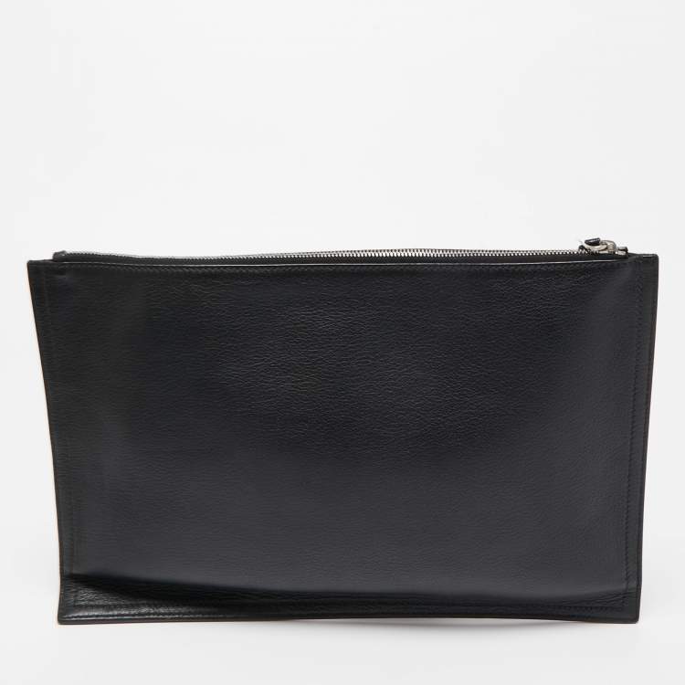 Pre Owned Givenchy Black Leather Antigona Zip Clutch