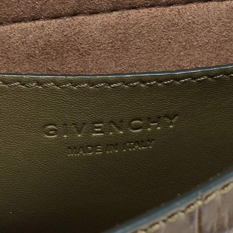 Pre Owned Givenchy Green Croc Embossed Leather Nobile Crossbody Bag