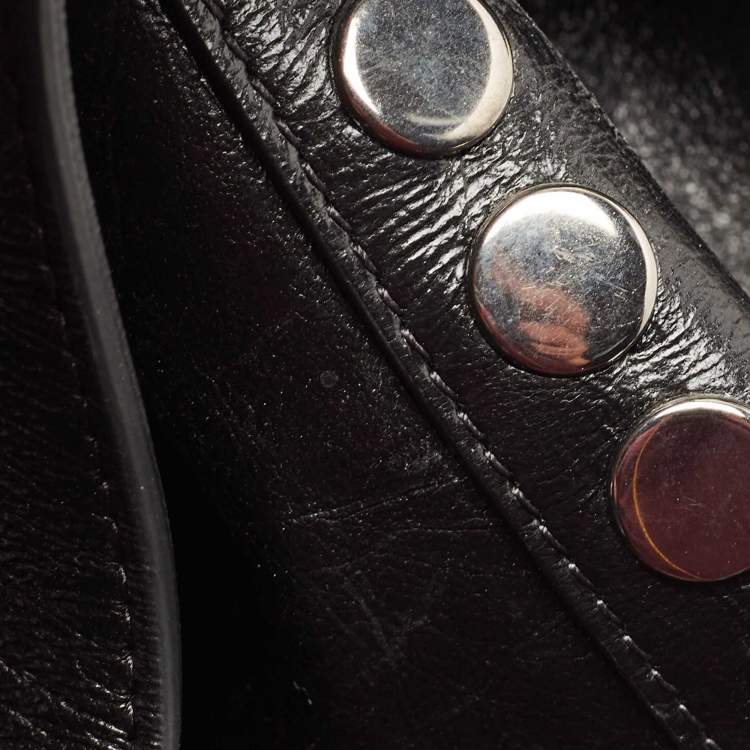 Pre Owned Givenchy Black Glossy Leather Studded Antigona Soft Satchel