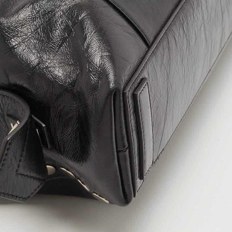 Pre Owned Givenchy Black Glossy Leather Studded Antigona Soft Satchel