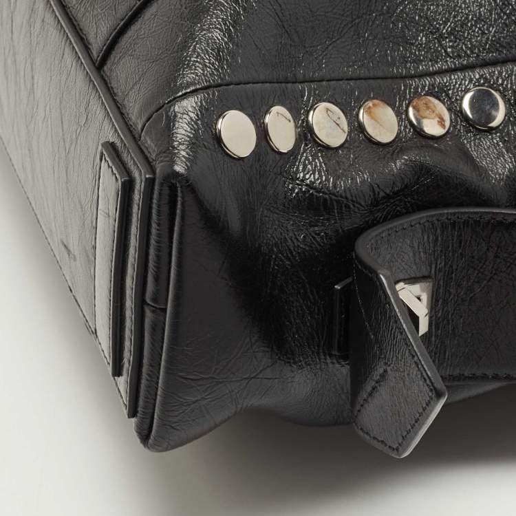 Pre Owned Givenchy Black Glossy Leather Studded Antigona Soft Satchel