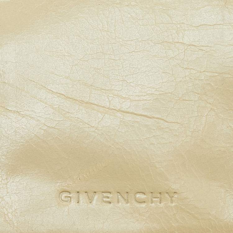 Pre Owned Givenchy Beige Leather Flap Compact Wallet