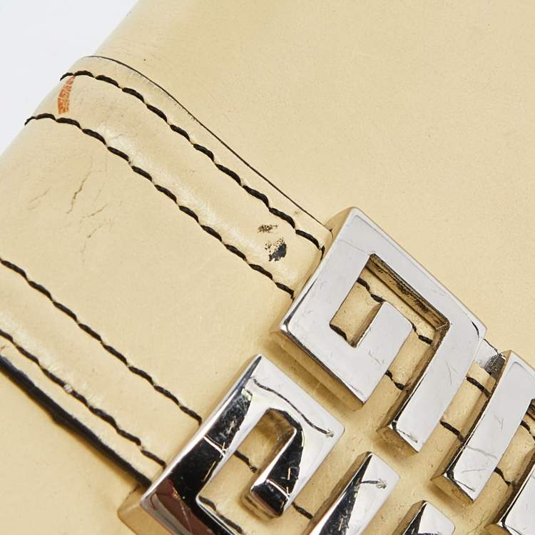 Pre Owned Givenchy Beige Leather Flap Compact Wallet
