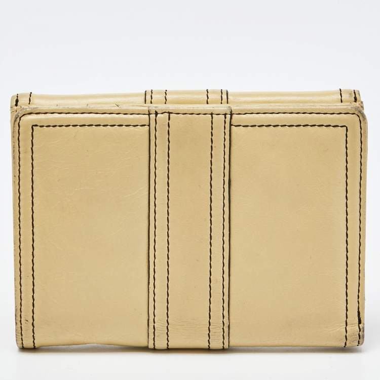 Pre Owned Givenchy Beige Leather Flap Compact Wallet