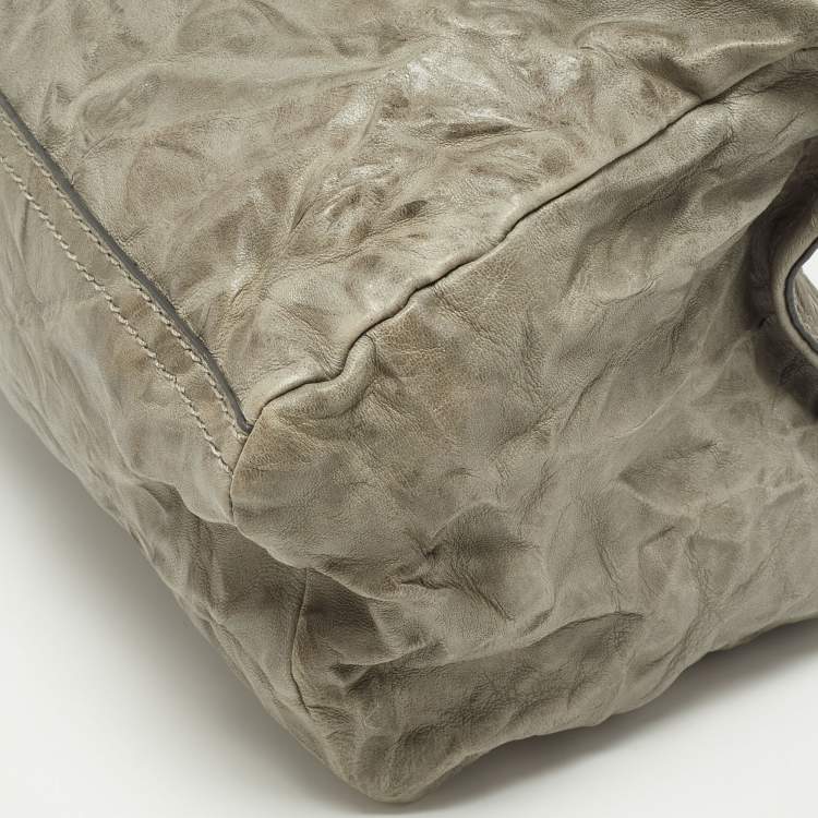 Pre Owned Givenchy Grey Leather Medium Pandora Top Handle Bag