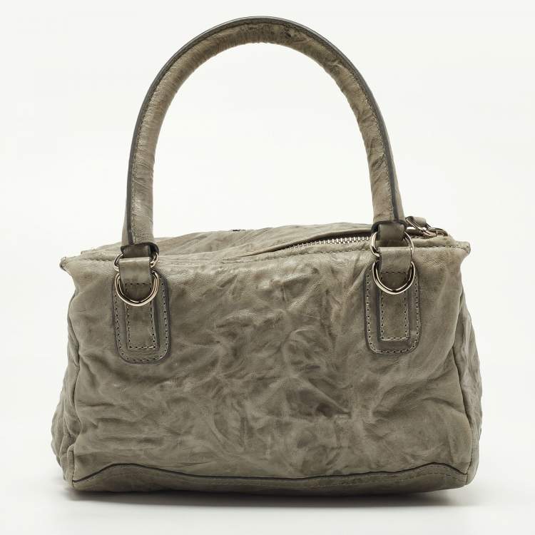 Pre Owned Givenchy Grey Leather Medium Pandora Top Handle Bag