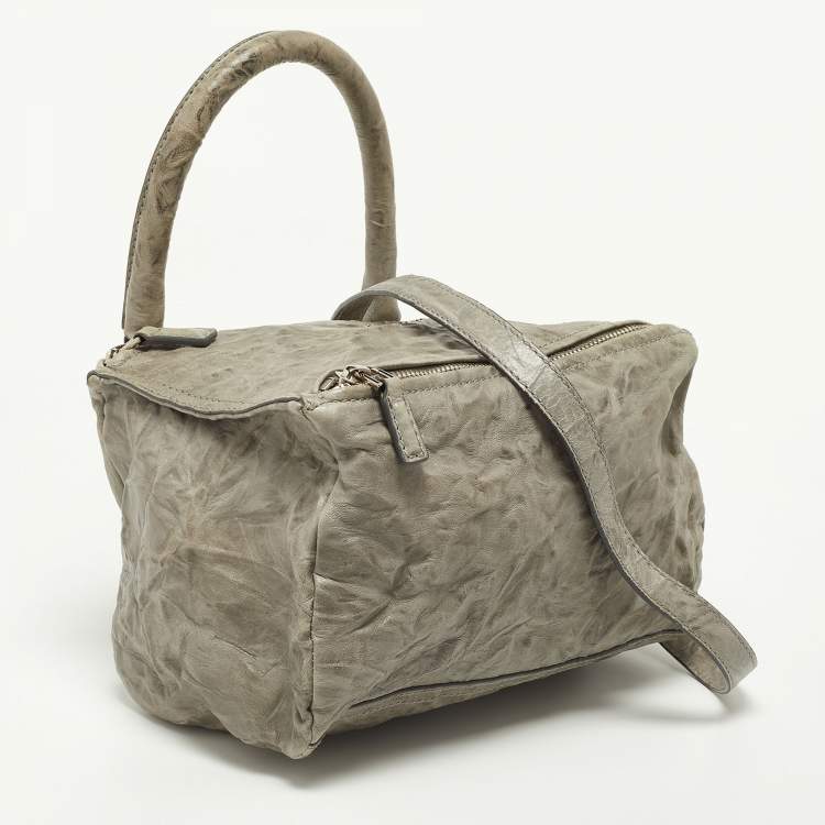 Pre Owned Givenchy Grey Leather Medium Pandora Top Handle Bag