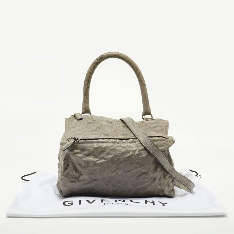 Pre Owned Givenchy Grey Leather Medium Pandora Top Handle Bag