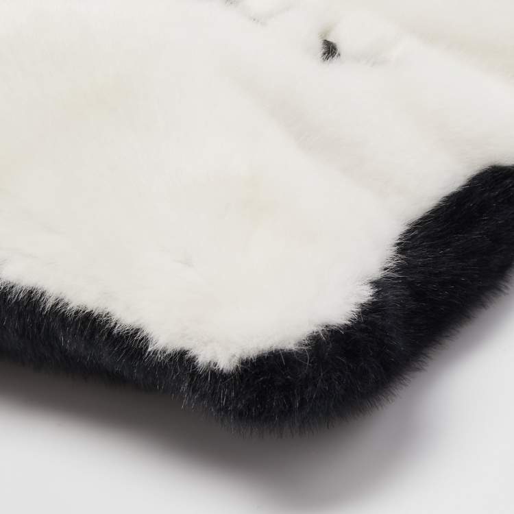 Pre Owned Givenchy White/Black Faux Fur GV3 Wristlet Pouch