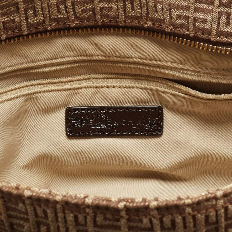 Pre Owned Givenchy Brown/Beige Monogram Fabric and Patent Leather Tote