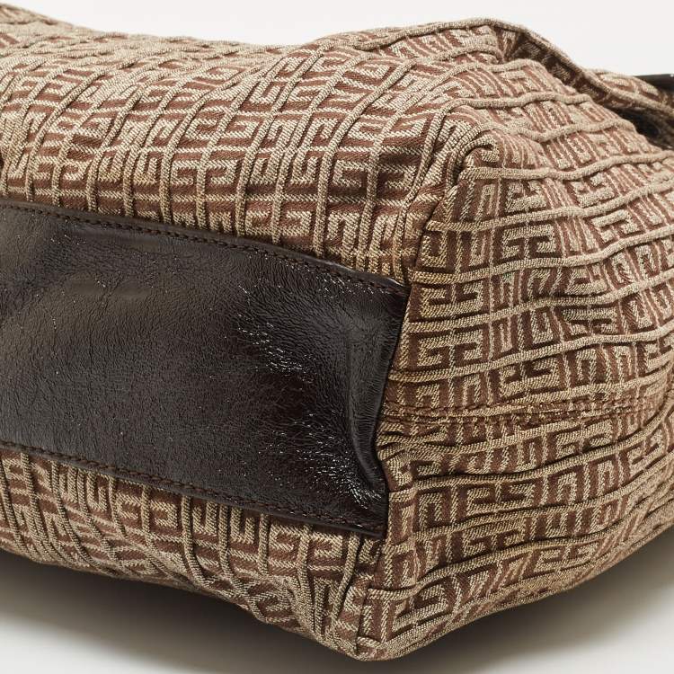 Pre Owned Givenchy Brown/Beige Monogram Fabric and Patent Leather Tote