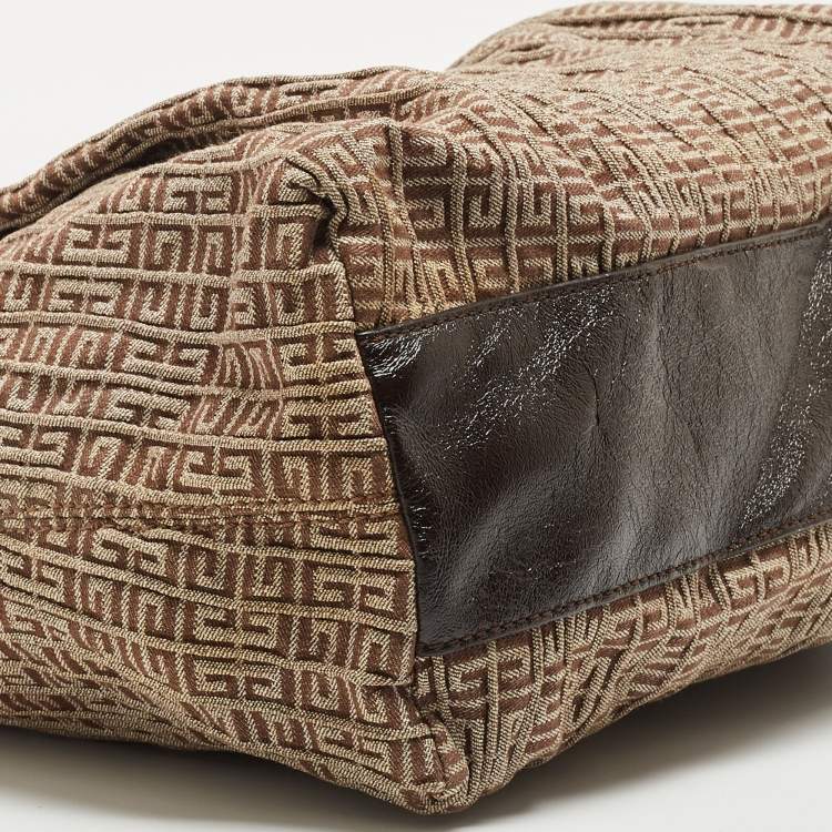 Pre Owned Givenchy Brown/Beige Monogram Fabric and Patent Leather Tote
