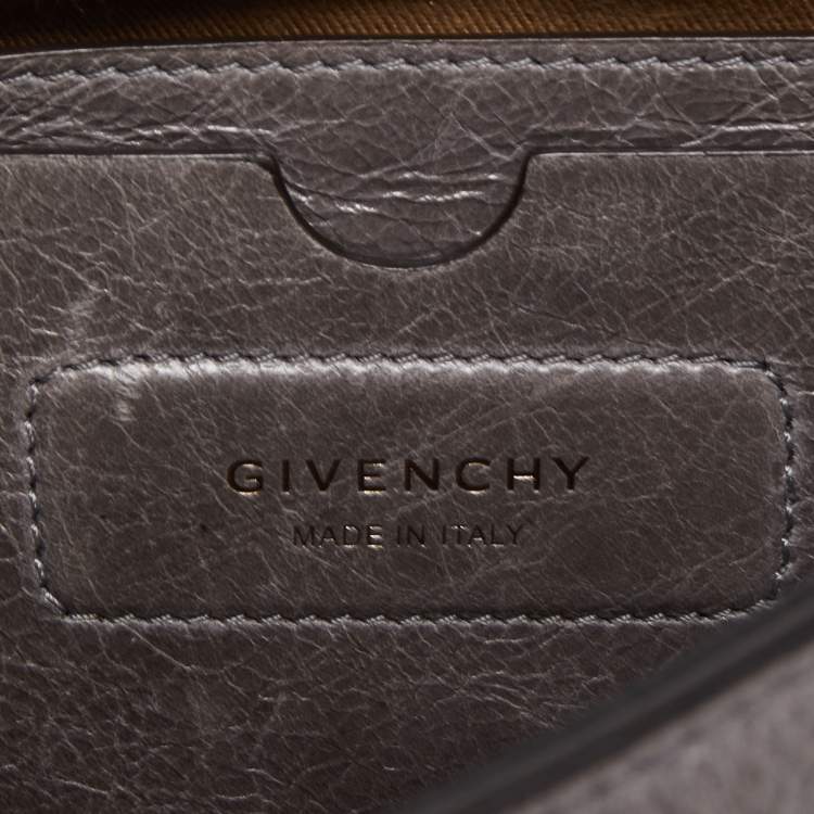 Pre Owned Givenchy Black/Grey Glossy Leather Small ID Top Handle Bag