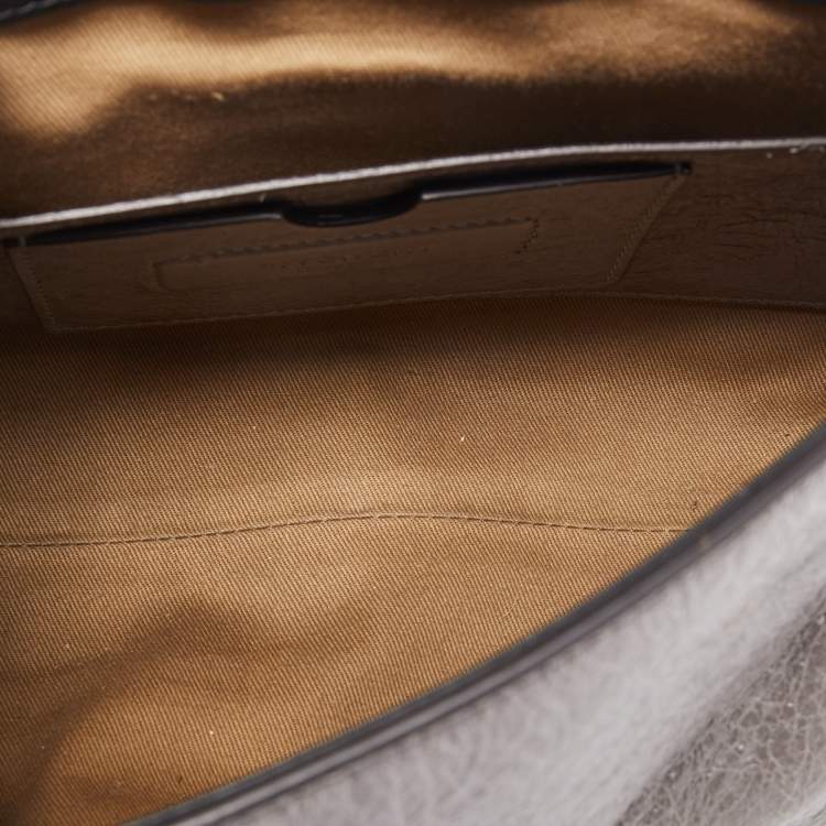 Pre Owned Givenchy Black/Grey Glossy Leather Small ID Top Handle Bag