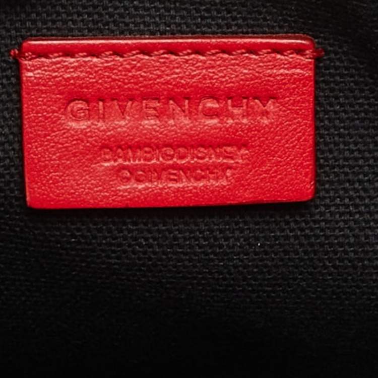 Pre Owned Givenchy Red Print Leather Flat Zip Pouch