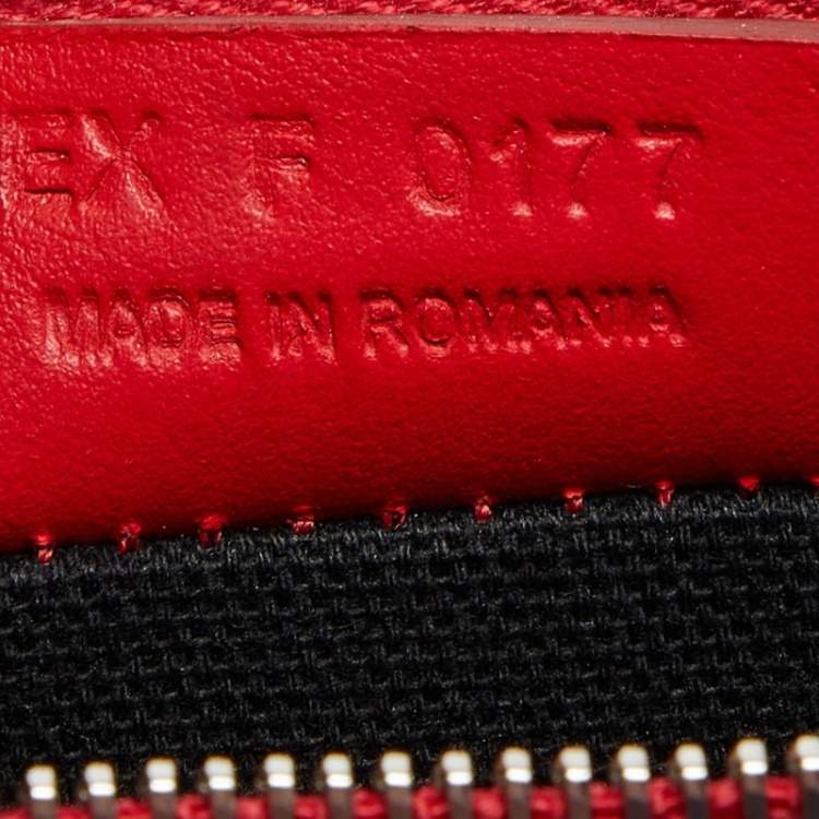 Pre Owned Givenchy Red Print Leather Flat Zip Pouch