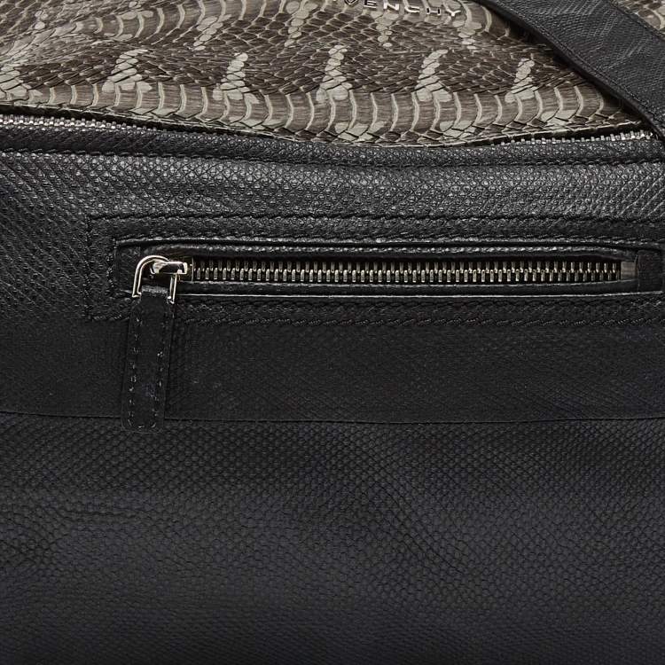 Pre Owned Givenchy Multicolor Watersnake Leather and Karung Leather Medium Pandora Top Handle Bag