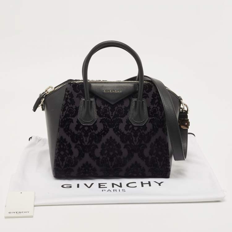 Pre Owned Givenchy Black Leather and Velvet Small Devore Antigona Satchel