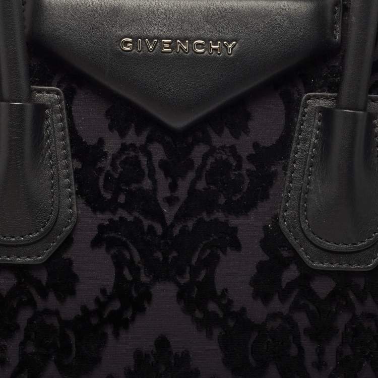 Pre Owned Givenchy Black Leather and Velvet Small Devore Antigona Satchel