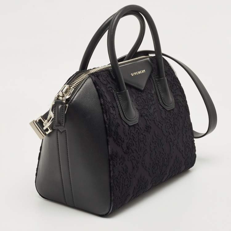 Pre Owned Givenchy Black Leather and Velvet Small Devore Antigona Satchel