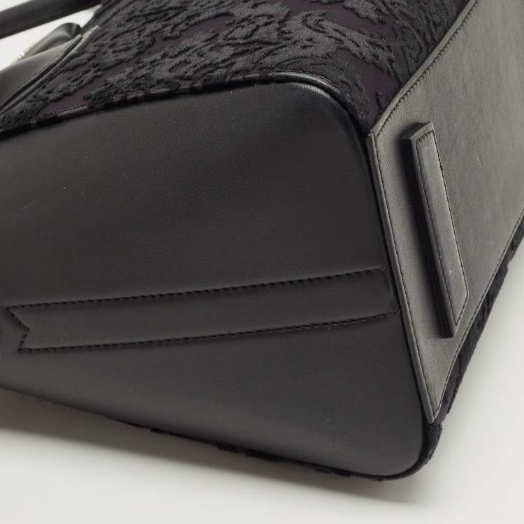Pre Owned Givenchy Black Leather and Velvet Small Devore Antigona Satchel
