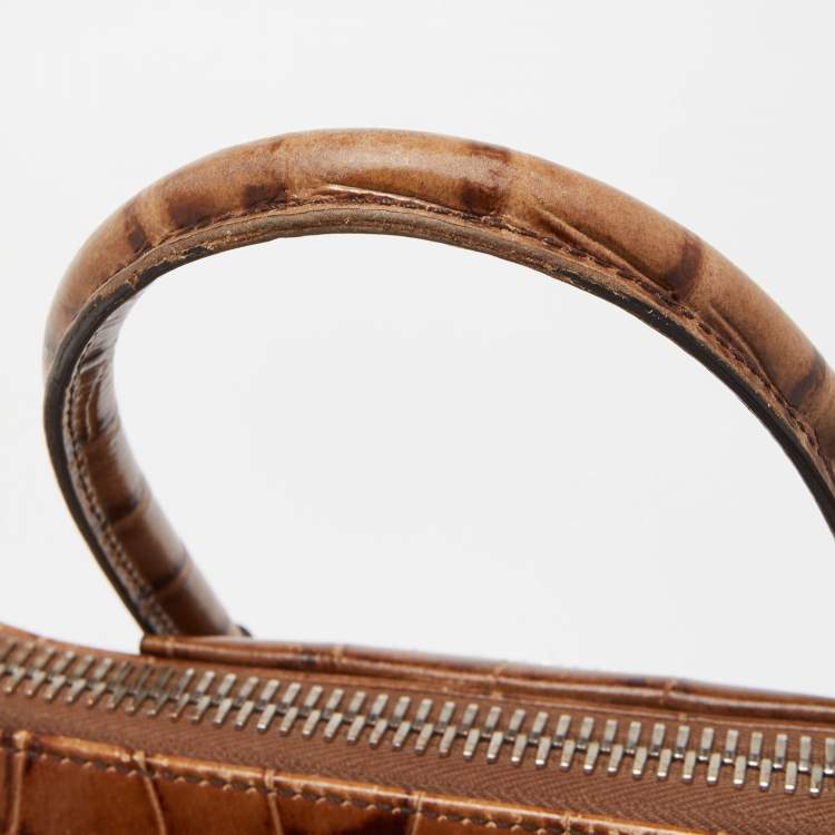 مملوكة مسبقًا Givenchy Brown Croc Embossed Leather Small Antigona Satchel