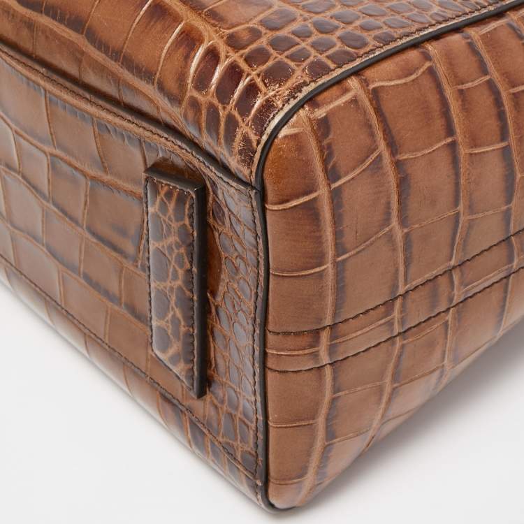 مملوكة مسبقًا Givenchy Brown Croc Embossed Leather Small Antigona Satchel