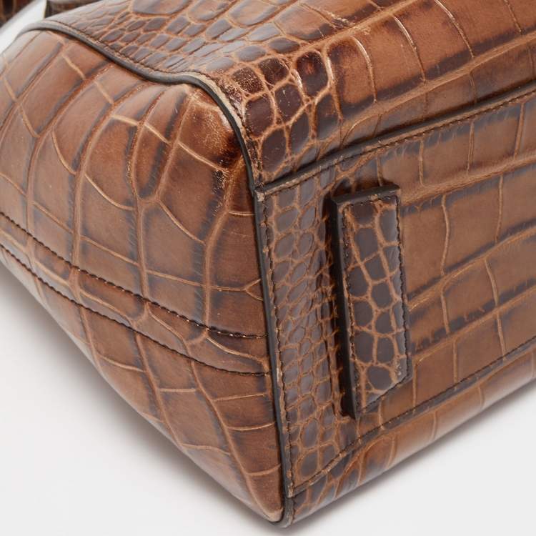 مملوكة مسبقًا Givenchy Brown Croc Embossed Leather Small Antigona Satchel