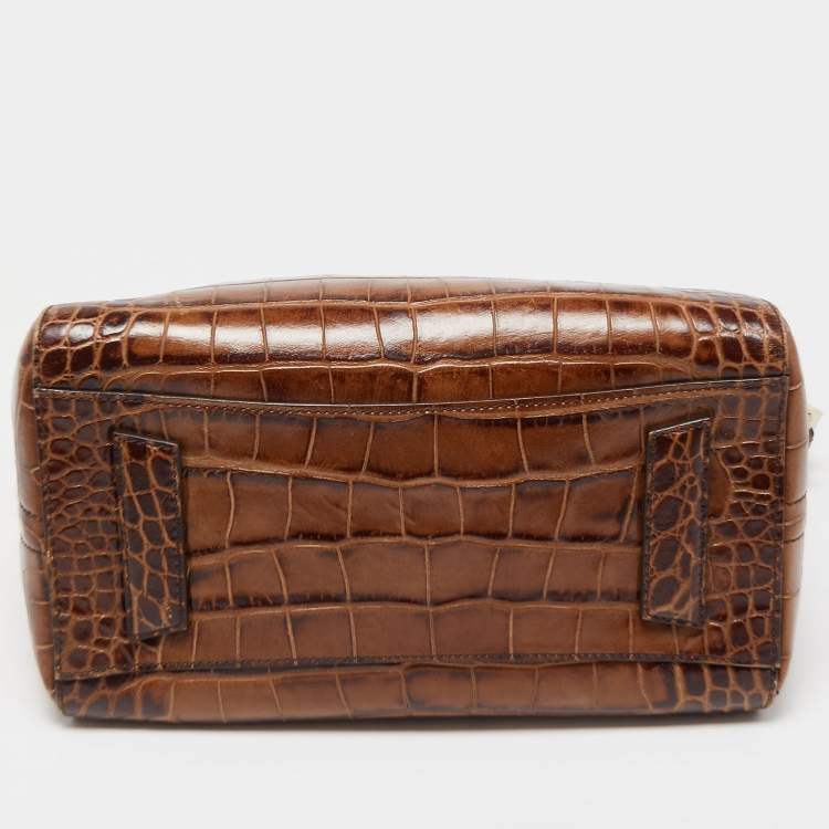 مملوكة مسبقًا Givenchy Brown Croc Embossed Leather Small Antigona Satchel