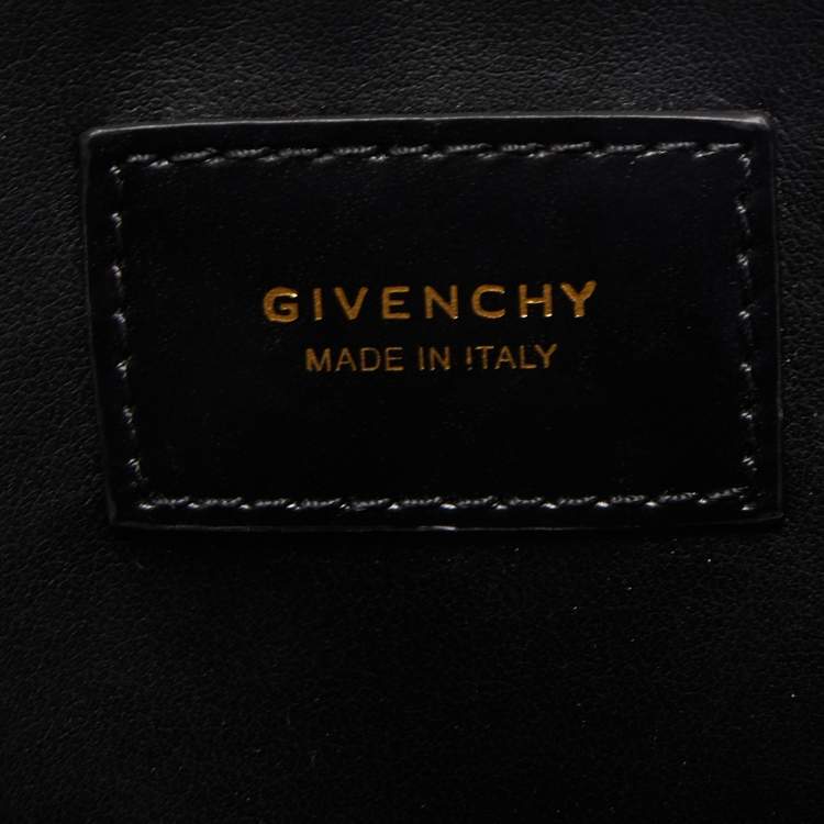 Pre Owned Givenchy Black/Logo  Leather Distressed Logo Zip Pouch