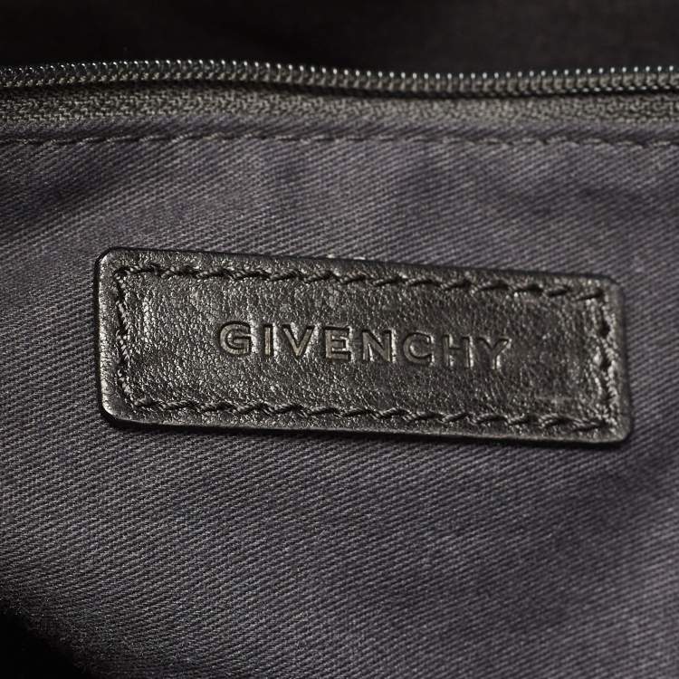Pre Owned Givenchy Black/Dark Blue Panther Print Patent Leather Medium Nightingale Satchel