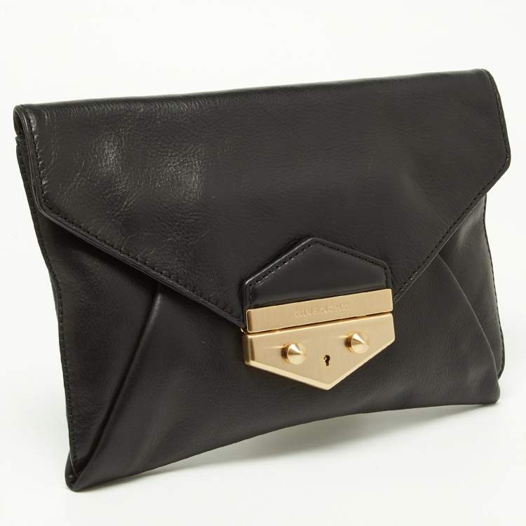 Pre Owned Givenchy Black Leather Envelope Antigona Clutch