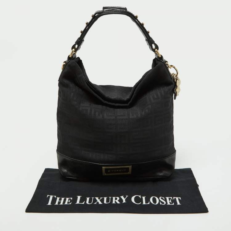 Pre Owned Givenchy Black Monogram Canvas and Leather Bucket Hobo