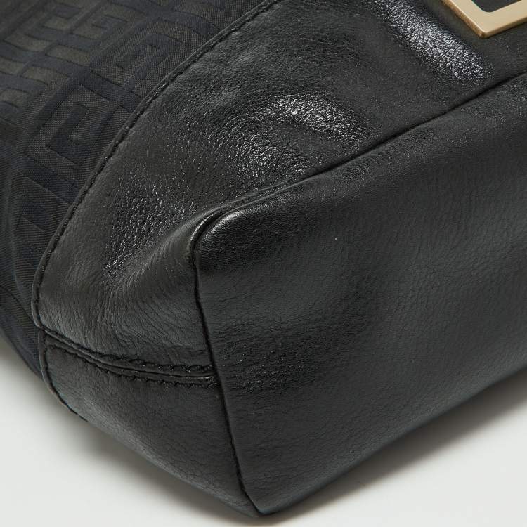 Pre Owned Givenchy Black Monogram Canvas and Leather Bucket Hobo