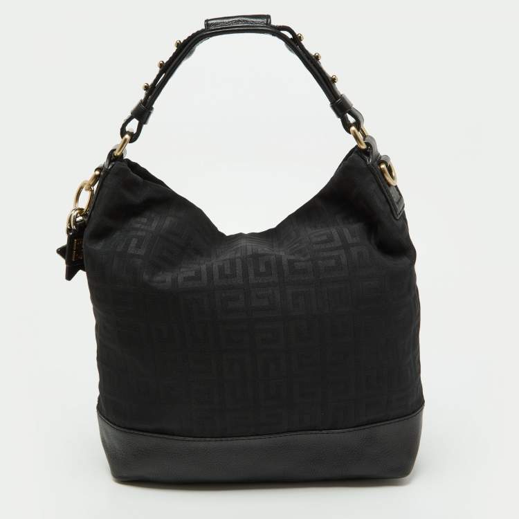 Pre Owned Givenchy Black Monogram Canvas and Leather Bucket Hobo