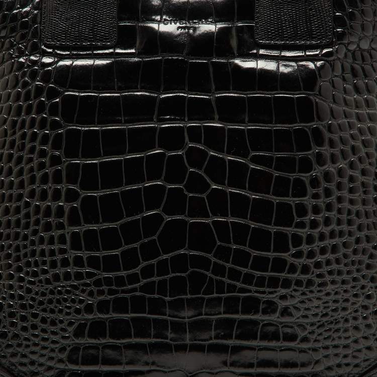 Pre Owned Givenchy Black Croc Embossed Leather Easy Tote