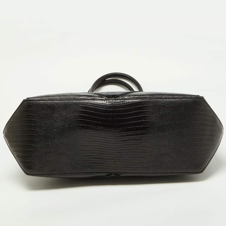 Pre Owned Givenchy Black Croc Embossed Leather Easy Tote