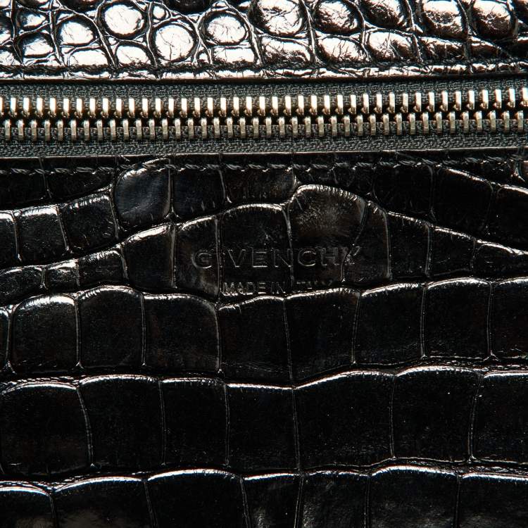 Pre Owned Givenchy Black Croc Embossed Leather Easy Tote