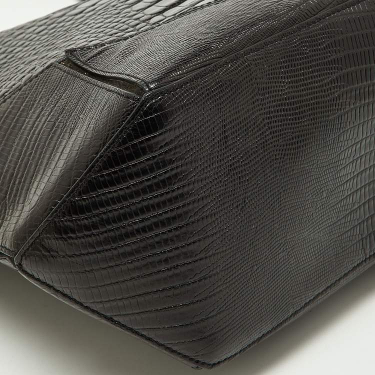 Pre Owned Givenchy Black Croc Embossed Leather Easy Tote