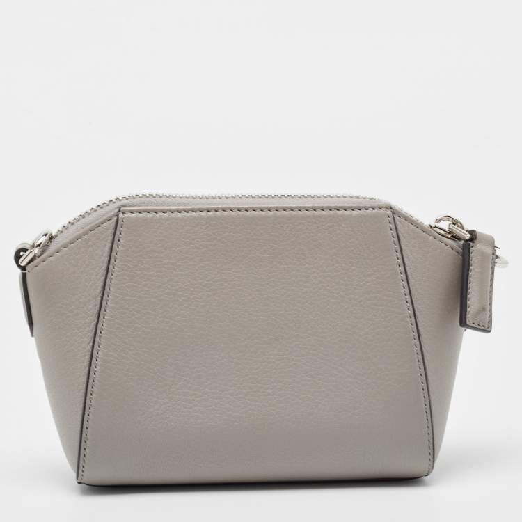 Pre Owned Givenchy Grey Leather Nano Antigona Crossbody Bag