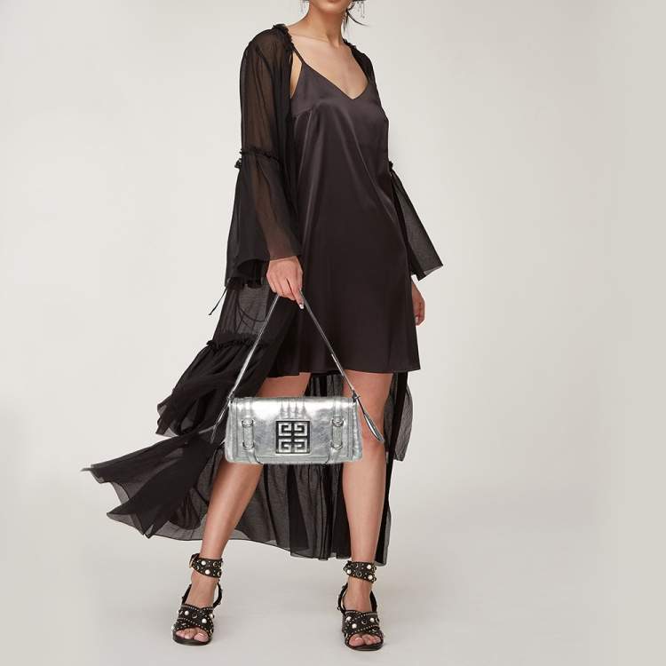 Givenchy Silver Leather Logo Shoulder Bag Givenchy | TLC