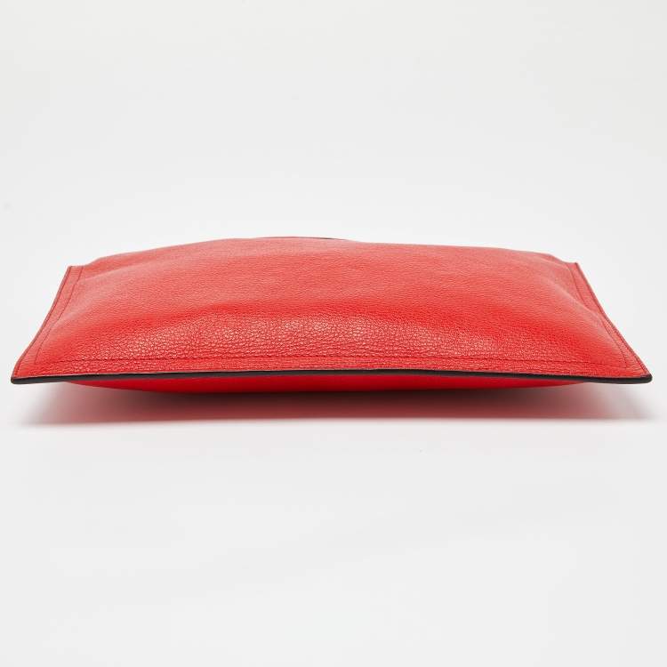 Pre Owned Givenchy Red Leather Antigona Zip Clutch