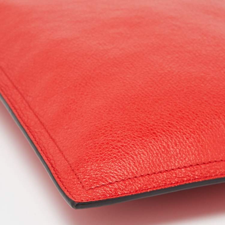 Pre Owned Givenchy Red Leather Antigona Zip Clutch
