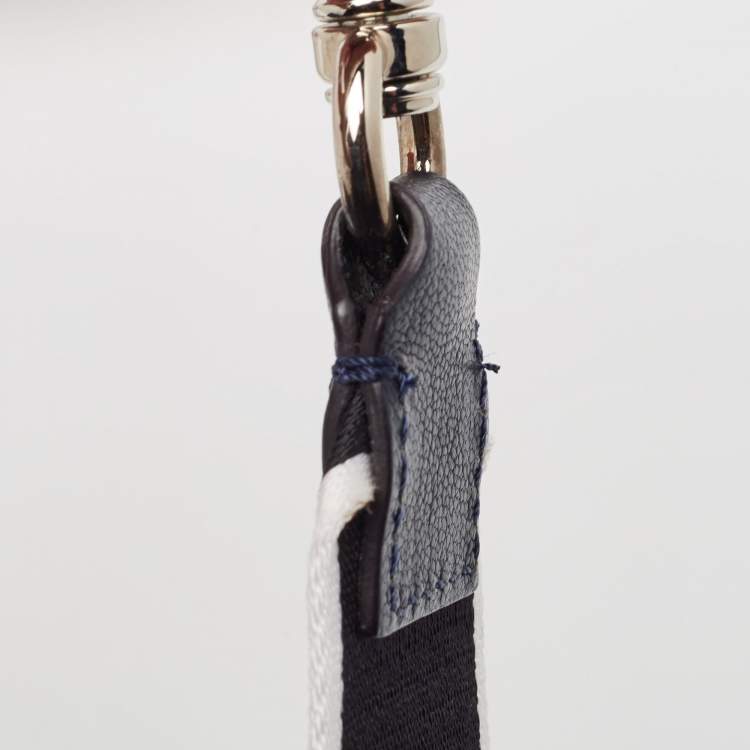 Pre Owned Givenchy Two Tone Blue Nylon and Leather Medium Pandora Box Crossbody Bag